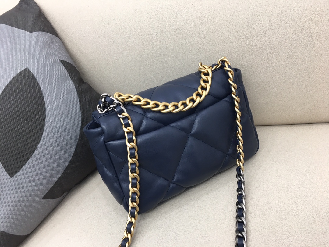 Lambskin 19 Handbag Flap Bag AS1160 Dark Blue